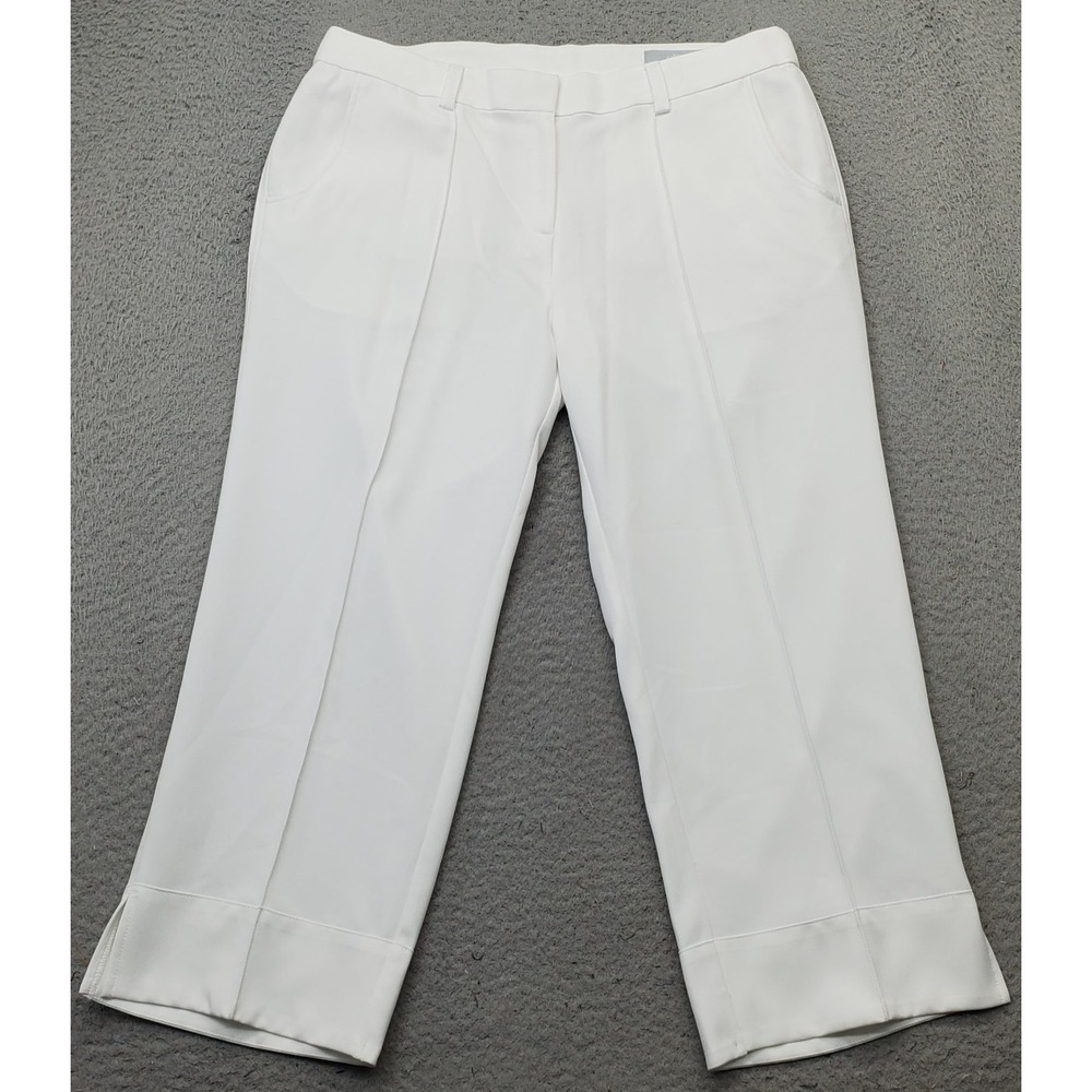 Callaway Golf Dress Pants Womens 10 White High Cuff Straight Leg Hook & Eye